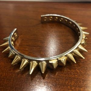 Silver and Gold Spiked Cuff Bracelet